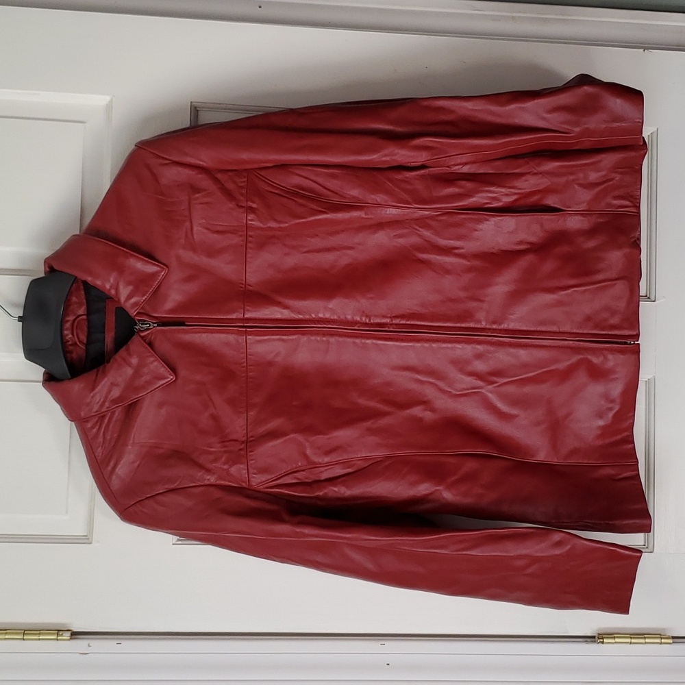 Massimo dark red leather jacket Medium